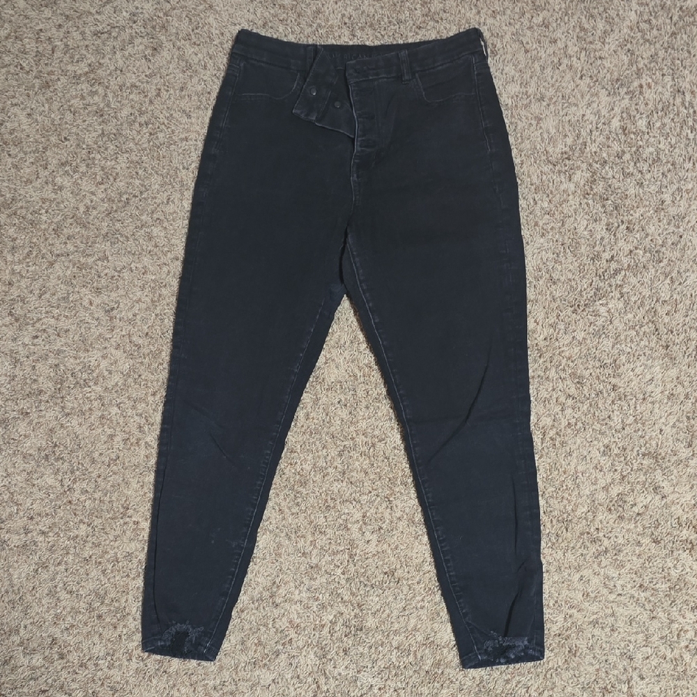 American Eagle - Black Skinny Jeans - Hi-Rise Crop Curvy 12L - Dream Jean